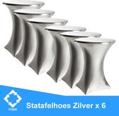 Statafelrok Zilver Metallic x 6 - Statafel Tafelrok - Statafelhoes - Stretch – ∅80 x 110 cm