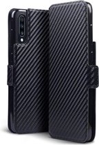 Samsung Galaxy A70 Bookcase hoesje - CaseBoutique - Effen Zwart (Carbon-look) - Kunstleer