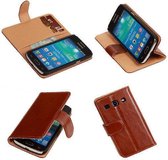PU Leder Bruin Samsung Galaxy Core Plus Book/Wallet Case/Cover Hoesje