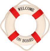 Decoratie reddingsboei rood/wit 25 cm - Maritieme woonaccessoires - Boot reddingsboeien