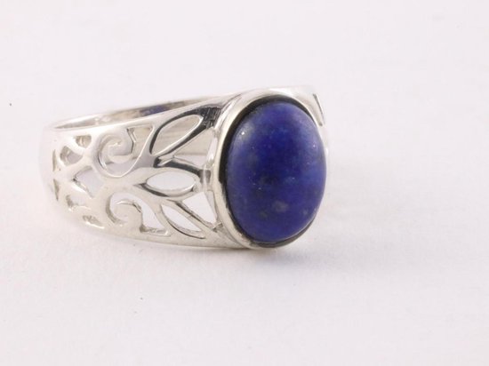 Bague ajourée en argent avec lapis lazuli - taille 16,5