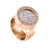 Quiges RVS Schroefsysteem Ring met Zirkonia Rosékleurig Glans 19mm met Verwisselbare Zirkonia Wit 12mm Mini Munt