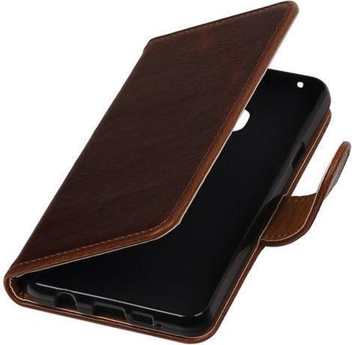 Donkerbruin vintage lederlook bookcase voor Samsung Galaxy A3 (2016) hoesje