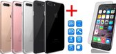 Hoesje geschikt voor Apple iPhone 7 Plus - TPU Transparant Silicone Gel Case Skin + Tempered Glass Screenprotector 2,5D 9H (Gehard Glas)