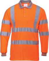 Hi-Vis Poloshirt Oranje met lange mouw en reflectie strepen Maat XL.