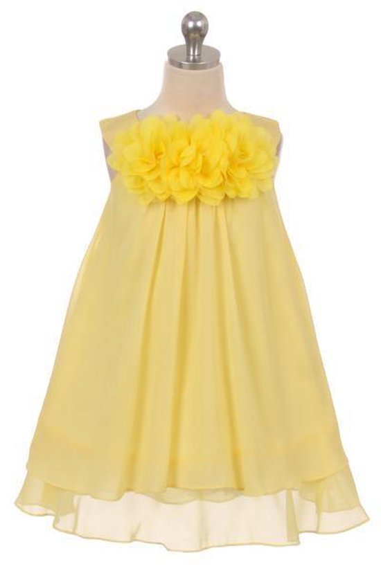 Gele jurk bloemen, maat 92/98, bruidsmeisjesjurk, feestjurk, Julia | bol.com
