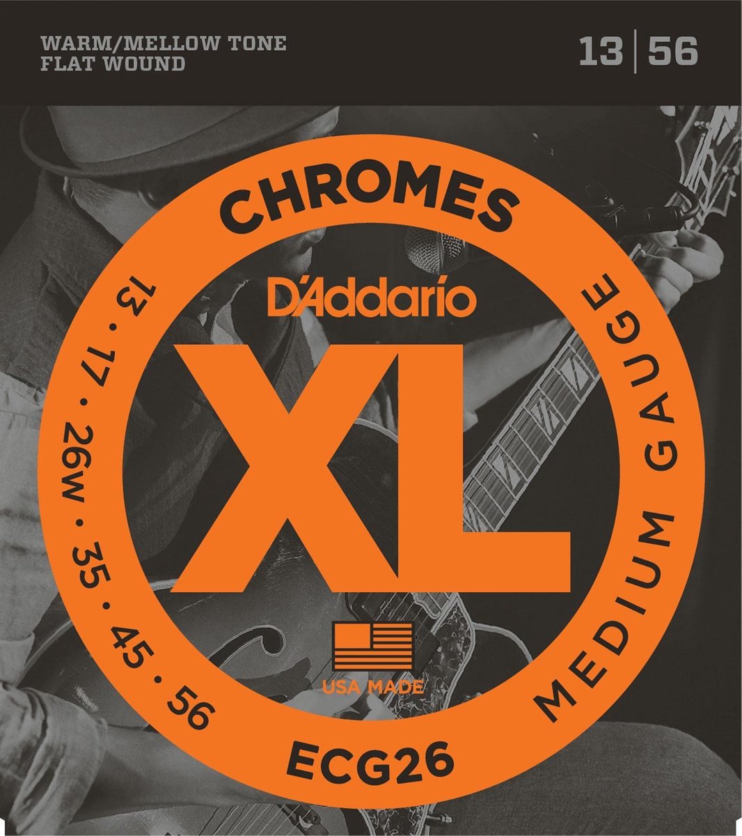D'Addario ECG26 Chromes 13-56 Flat Wound Medium flatwound gitaarsnarenset