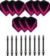 Afbeelding van het spelletje 3 sets (9 stuks) Super Sterke – Roze - Vista-X – darts flights – inclusief 3 sets (9 stuks) - medium - Aluminium - zwart - darts shafts