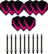 3 sets (9 stuks) Super Sterke – Roze - Vista-X – darts flights – inclusief 3 sets (9 stuks) - medium - Aluminium - zwart - darts shafts
