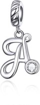 Zilveren hangende bedel letter A