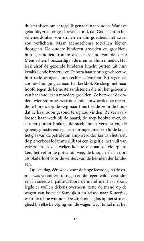 Pagina uit een boek met tekst over Debora en Mendel Singer, met paginanummer 14.