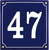 Emaille huisnummer blauw nr. 47