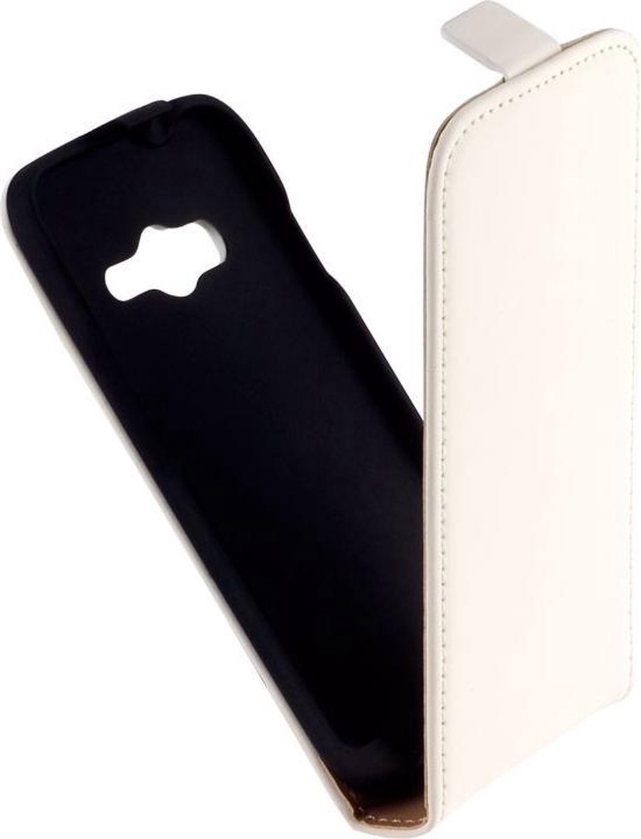 LELYCASE Lederen Samsung Galaxy Ace 4 Flip Case Cover Hoesje WIT