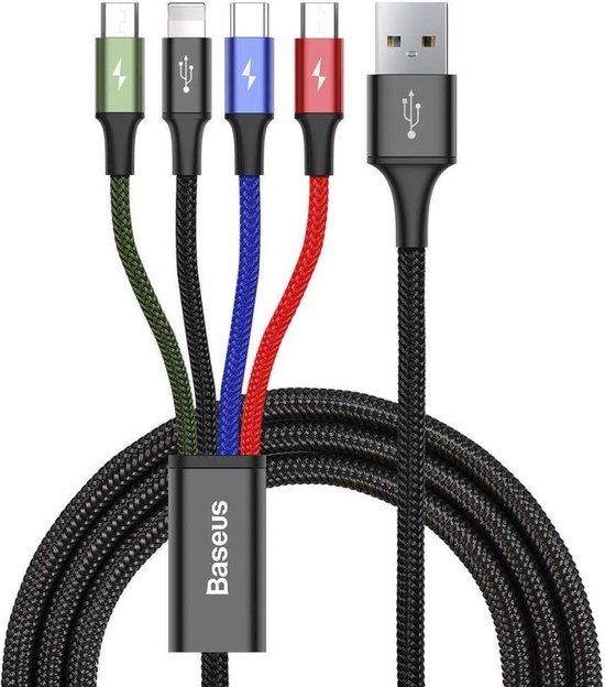 Baseus Rapid Series 4 in 1 Kabel - 2x Micro USB 1x USB-C 1x Lightning |  bol.com