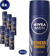 NIVEA MEN Stress Protect - 6 x 150 ml - Deodorant Spray - Voordeelverpakking