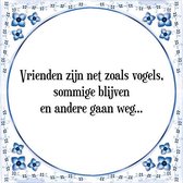 Tegeltje met Spreuk (Tegeltjeswijsheid): Vrienden zijn net zoals vogels, sommige blijven en andere gaan weg... + Kado verpakking & Plakhanger