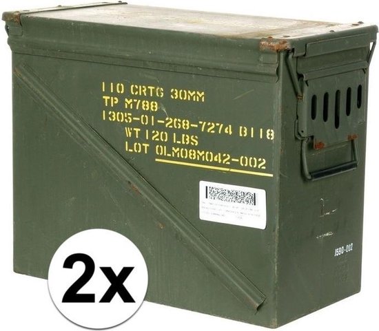 2x Leger opbergkisten groen - 45 x 23 x 37 cm - munitiekisten | bol.com