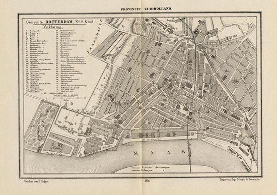 Historische kaart, plattegrond van gemeente Rotterdam-stad in Zuid Holland uit 1867 door Kuyper van Kaartcadeau.com