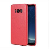 Coque DrPhone Samsung S8 - Coque TPU Aspect cuir PU - Coque Flexible Ultra Fine - Rouge