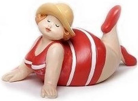 Beeld liggende dikke dame met rood/wit badpak 11 cm | bol.com