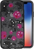 Diamant Lotus Hoesjes Cases voor iPhone X Roze