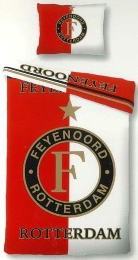 Feyenoord Rood Wit - Dekbedovertrek - Eenpersoons - 140 x 200 cm Rood/wit | bol.com