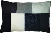 Toetie & Zo Handgemaakt Kussen Squares 5, zwart, wit, grijs, patchwork, 60x40