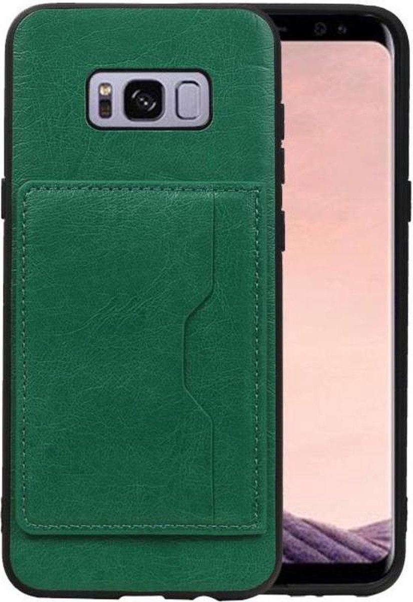 Staand Back Cover met 1 Pasjeshouder Hoesje Geschikt voor Samsung Galaxy S8 Plus Groen