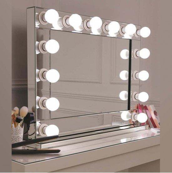 Bright Beauty Vanity hollywood make up spiegel met verlichting - 80 x 65 cm  - dimbaar - rand van spiegelglas