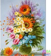 Diamond Painting "JobaStores®" Vaas Bloemen - volledig - 30x40cm