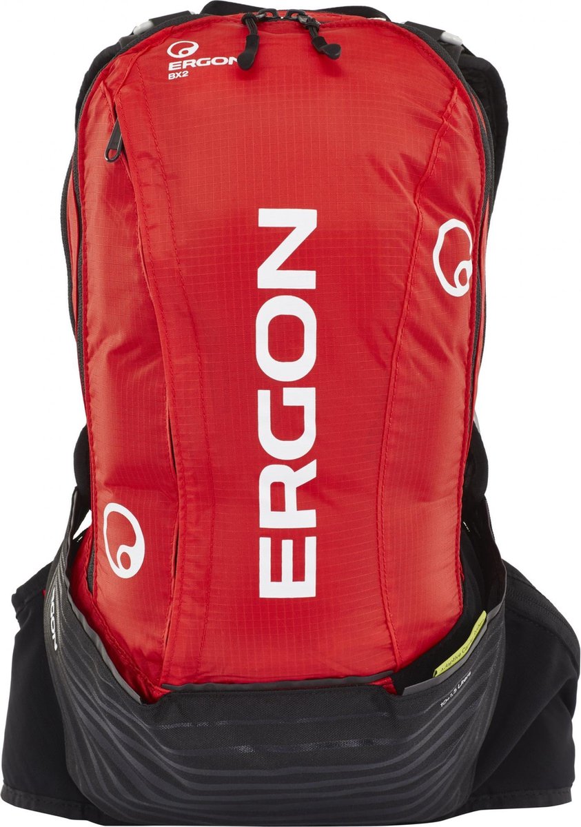 Ergon BX2 fietsrugzak 10 + 1,5 L rood/zwart Maat Reg (bis 1,75m)