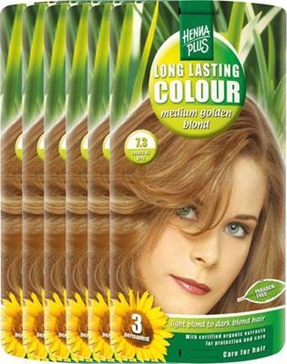 Hennaplus Long Lasting Colour 7.3 Medium Golden Blond Voordeelverpakking