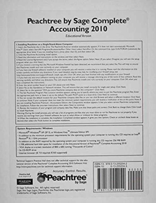 Peachtree Complete Accounting 2010 CD | 9780132552042 | Sage | Boeken ...