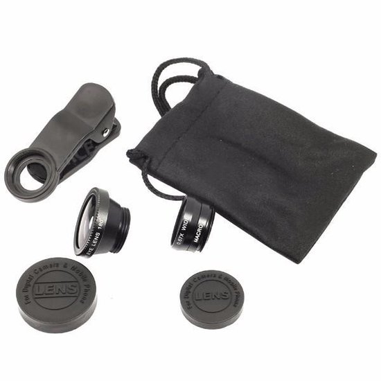 3-in-1 Smartphone / Telefoon Lens Kit - Fish Eye / Macro / Wide Angle Lenzen