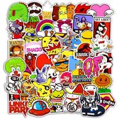 Mix van 100 stickers (random, cartoon, merken) voor laptop, skateboard, tas, telefoon etc