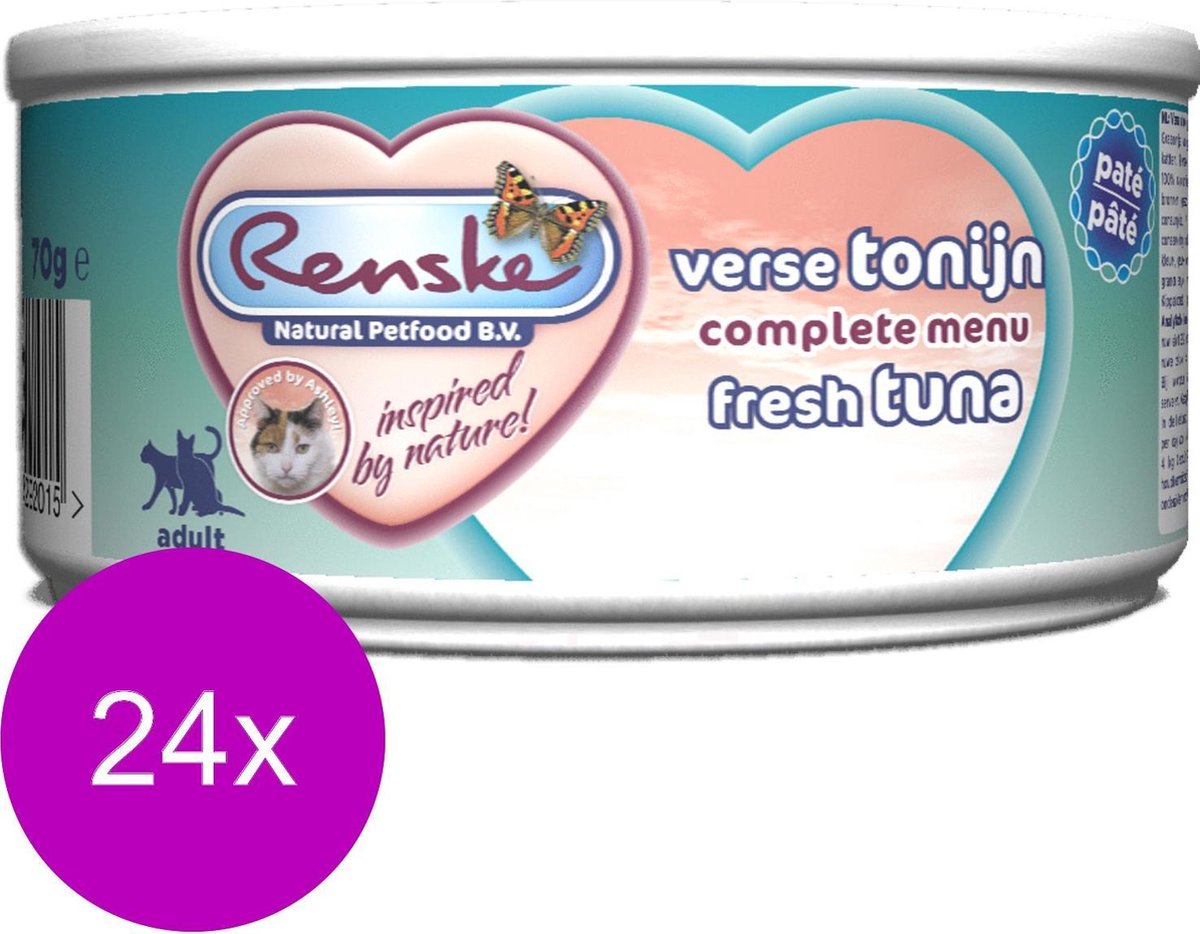 Renske Kat Adult Verse 70 g - Kattenvoer - 24 x Tonijn