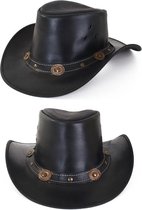 2x Cowboy hoed leder zwart