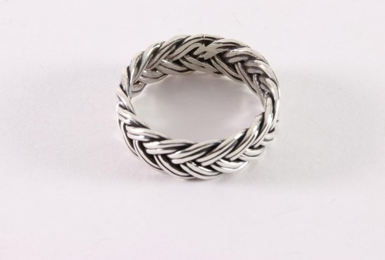 Gevlochten zilveren ring - maat 20 | bol.com