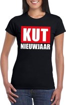 Foute oud en nieuw t-shirt kut nieuwjaar zwart voor dames XS