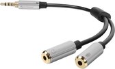 Sharkoon 0.12m, 3.5mm/2x3.5mm audio kabel 0,12 m Zwart, Zilver