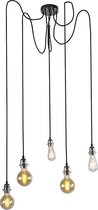 QAZQA cava luxe - Moderne Hanglamp voor boven de eettafel | in eetkamer - 5 lichts - Ø 950 mm - Chroom -  Woonkamer | Slaapkamer | Keuken