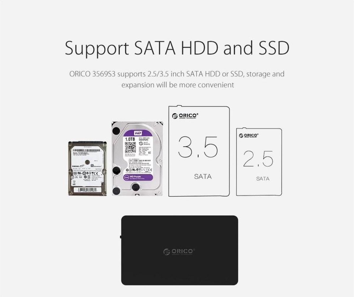 ORICO 3569S3 USB 3.0 Type-B to SATA 3.0 External Hard Disk Box Storage Case  for 2.5... | bol.
