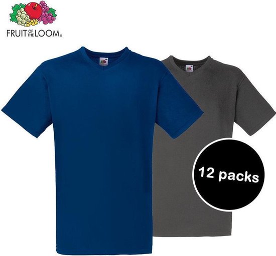 12 Pack T-Shirts van Fruit Of The Loom V-Hals | bol.com