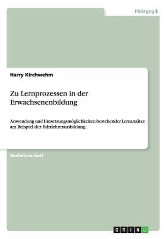 Zu Lernprozessen in der Erwachsenenbildung - cover