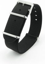 Premium Black Nato strap 16mm - Horlogeband Zwart + Luxe pouch