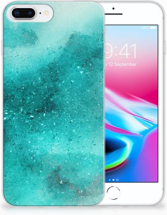 Bol Com Iphone 7 Plus 8 Plus Siliconen Back Cover Painting Blue