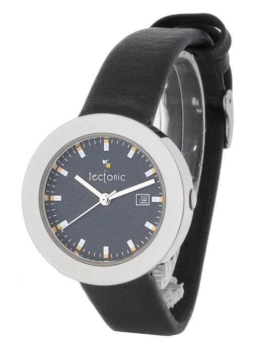 TECTONIC 41-1105-44 Horloge – Leer – Zwart – Ø 31 mm