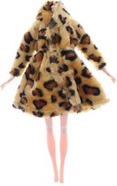 Bontjas met panter / luipaard print voor barbie - modepop kleertjes jasje
