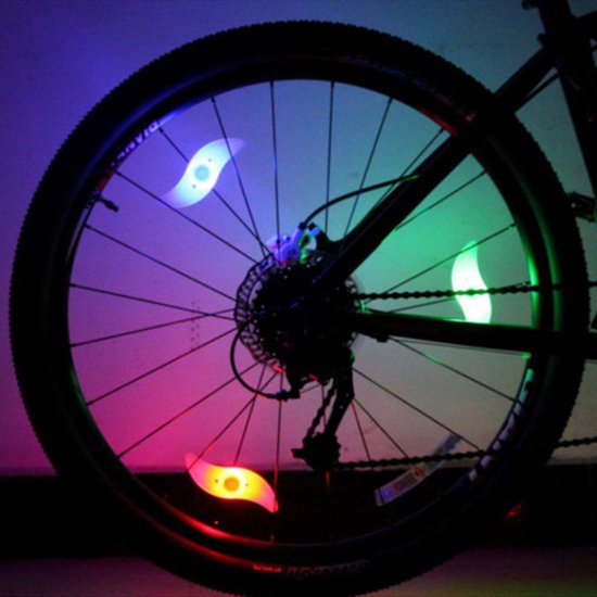 Spaakverlichting Fiets met drie Verschillende Standen Blauw 2 Stuks - 13x4x2cm - Lampjes voor Fietswiel — afbeelding 4