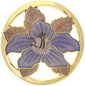 Behave Broche rond met bloem paars - emaille sierspeld - sjaalspeld